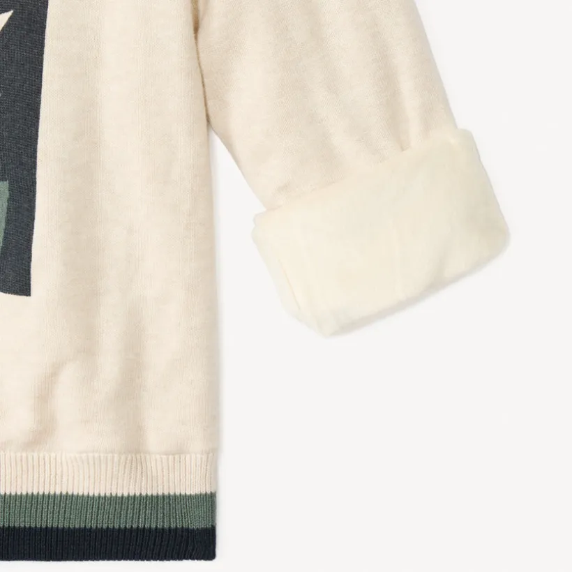 Trui in gebreide jersey met print en fluwelen voering jongens