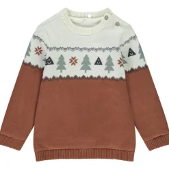 Trui in jacquard met fluweelvoering voor jongen