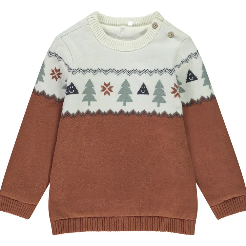 Trui in jacquard met fluweelvoering voor jongen
