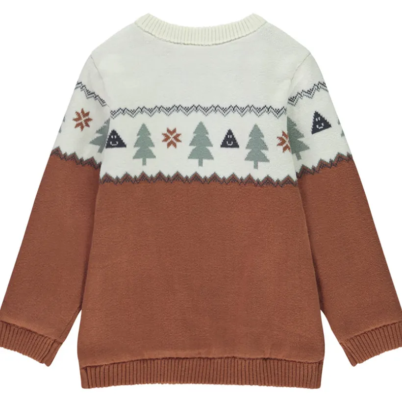 Trui in jacquard met fluweelvoering voor jongen