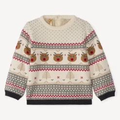 Trui met lange mouwen en jacquard kerstprint voor babyjongen