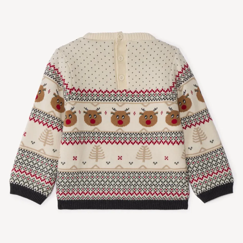 Trui met lange mouwen en jacquard kerstprint voor babyjongen