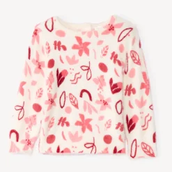 Trui met lange mouwen in zacht, pluizig gebreid materiaal met arty print meisjes