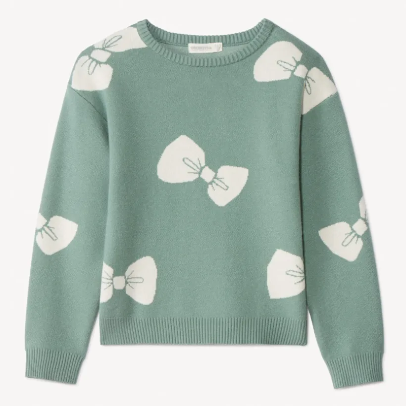 Trui met lange mouwen, semi-oversized, met knooppatroon meisjes