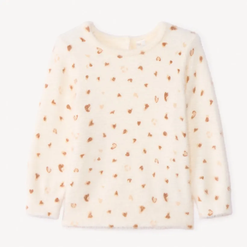 Trui met lange mouwen van zacht pluche met luipaardprint meisjes