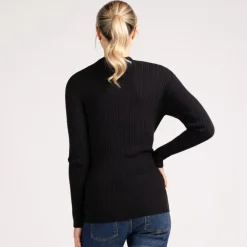 Trui sokmodel met geribbelde tricot en licht opstaande kraag voor dames