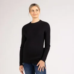 Trui sokmodel met geribbelde tricot en licht opstaande kraag voor dames