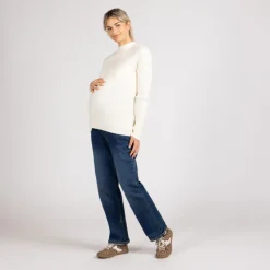 Trui sokmodel met geribbelde tricot en licht opstaande kraag voor dames
