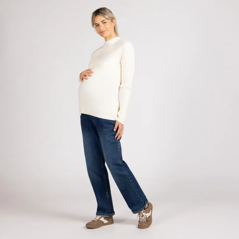 Trui sokmodel met geribbelde tricot en licht opstaande kraag voor dames