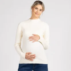 Trui sokmodel met geribbelde tricot en licht opstaande kraag voor dames