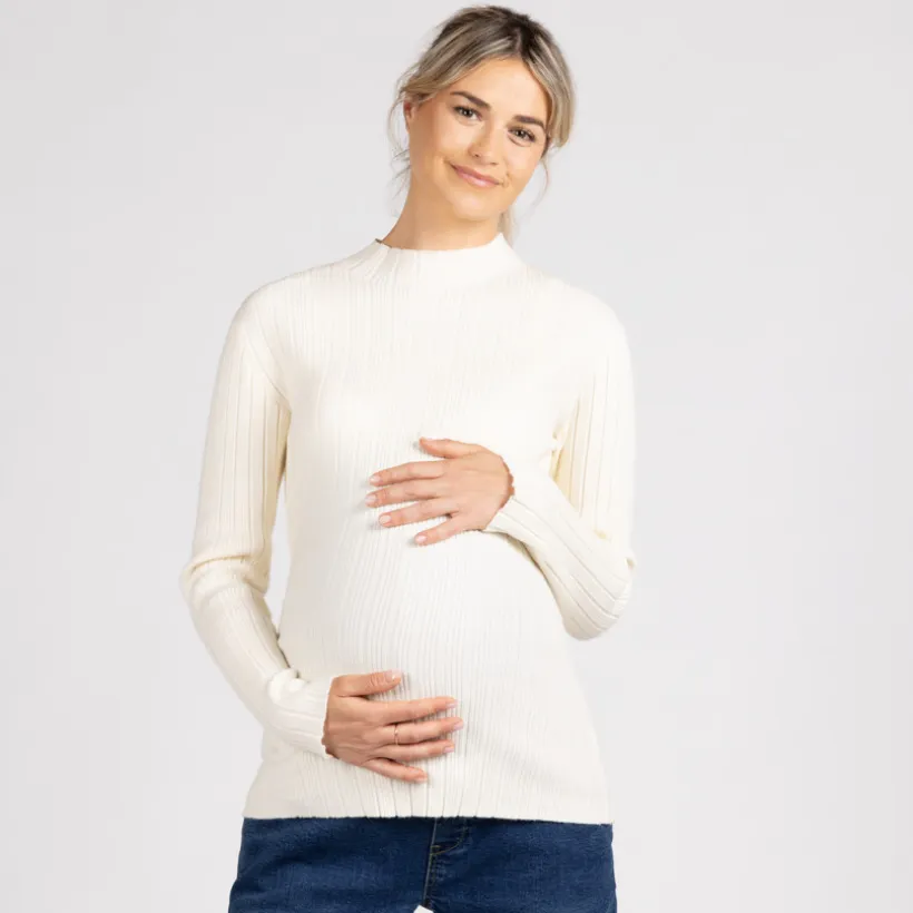 Trui sokmodel met geribbelde tricot en licht opstaande kraag voor dames