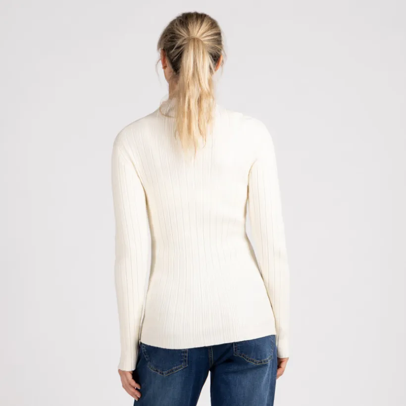 Trui sokmodel met geribbelde tricot en licht opstaande kraag voor dames