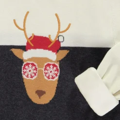 Trui van gebreid fluweel met kerst rendierpatroon voor jongen