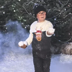Trui van gebreid fluweel met kerst rendierpatroon voor jongen