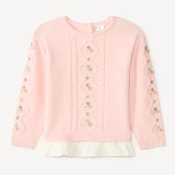 Trui voor meisjes 2-in-1 met gebloemde borduursels