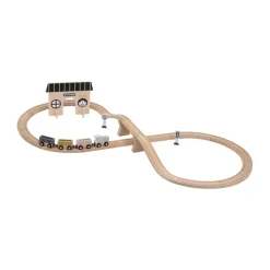 Tryco uitbreidingsset houten treincircuit met treinstation 20 stukken magnetische trein