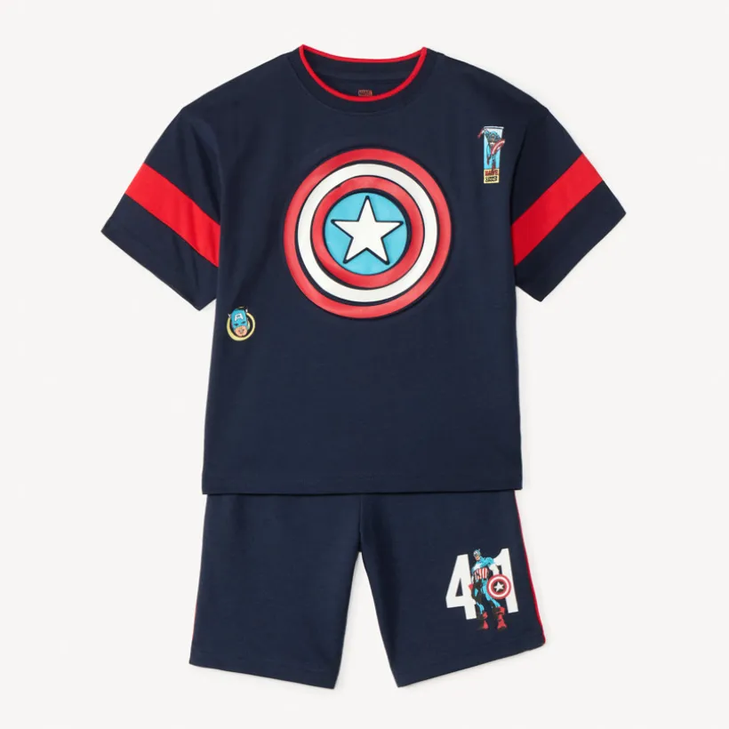 T-shirt + bermuda Captain America Marvel jongens