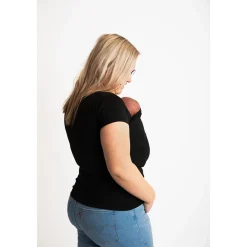 T-shirt buikdrager Dames Maat L Zwart
