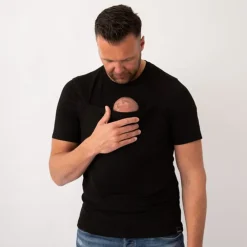 T-shirt buikdrager Man Maat L Zwart