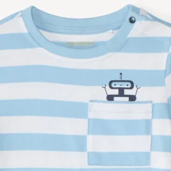 T-shirt gestreept met robotprint voor babyjongen