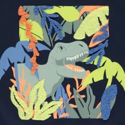 T-shirt korte mouwen effen fantasie dinosaurus voor jongen
