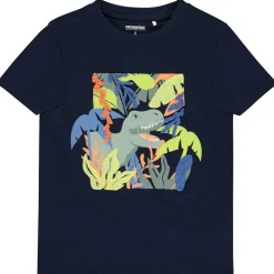 T-shirt korte mouwen effen fantasie dinosaurus voor jongen