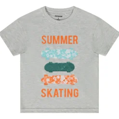 T-shirt korte mouwen print en magische pailletten skate jongens