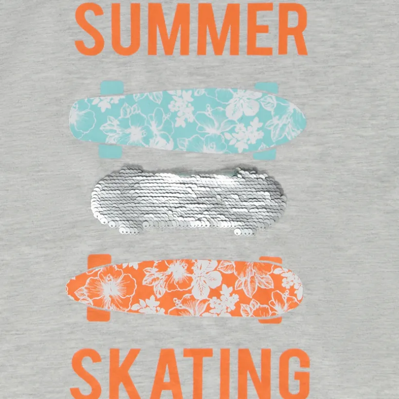 T-shirt korte mouwen print en magische pailletten skate jongens