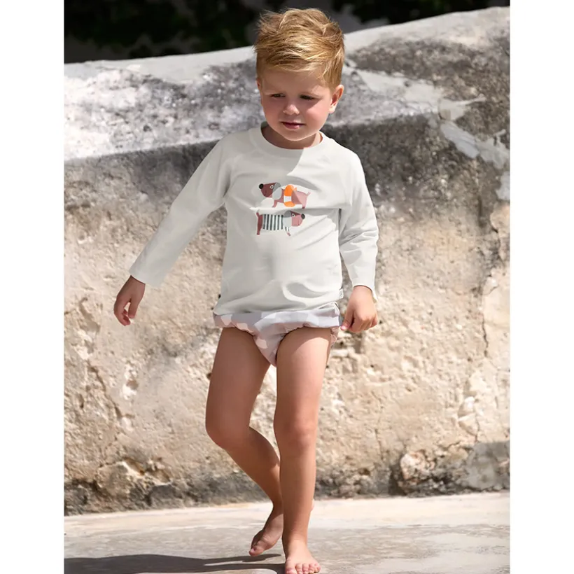T-shirt lange mouwen Rashguard M98 (25-36 maanden) Beach Dog Orange/Dark Sea
