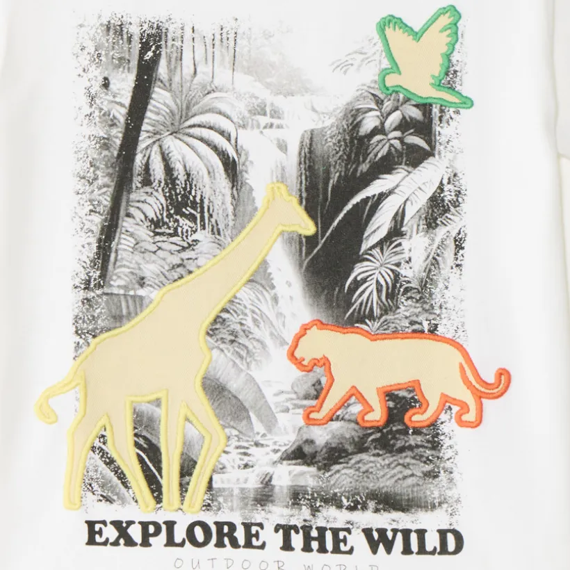 T-shirt manches courtes avec photoprint thème jungle garçon