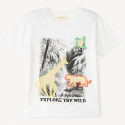 T-shirt manches courtes avec photoprint thème jungle garçon