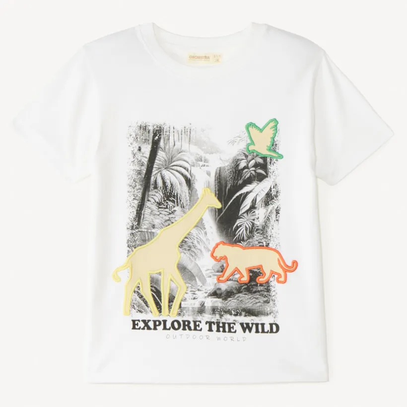 T-shirt manches courtes avec photoprint thème jungle garçon