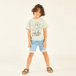 T-shirt manches courtes print et broderie fantaisie garçon