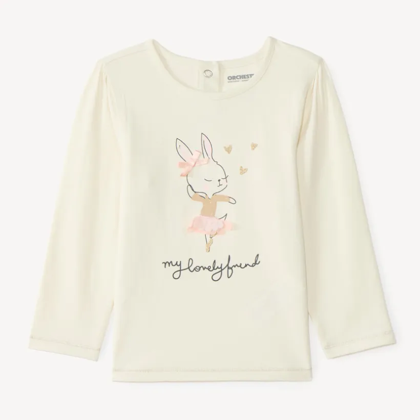 T-shirt manches longues bébé fille print à relief fantaisie