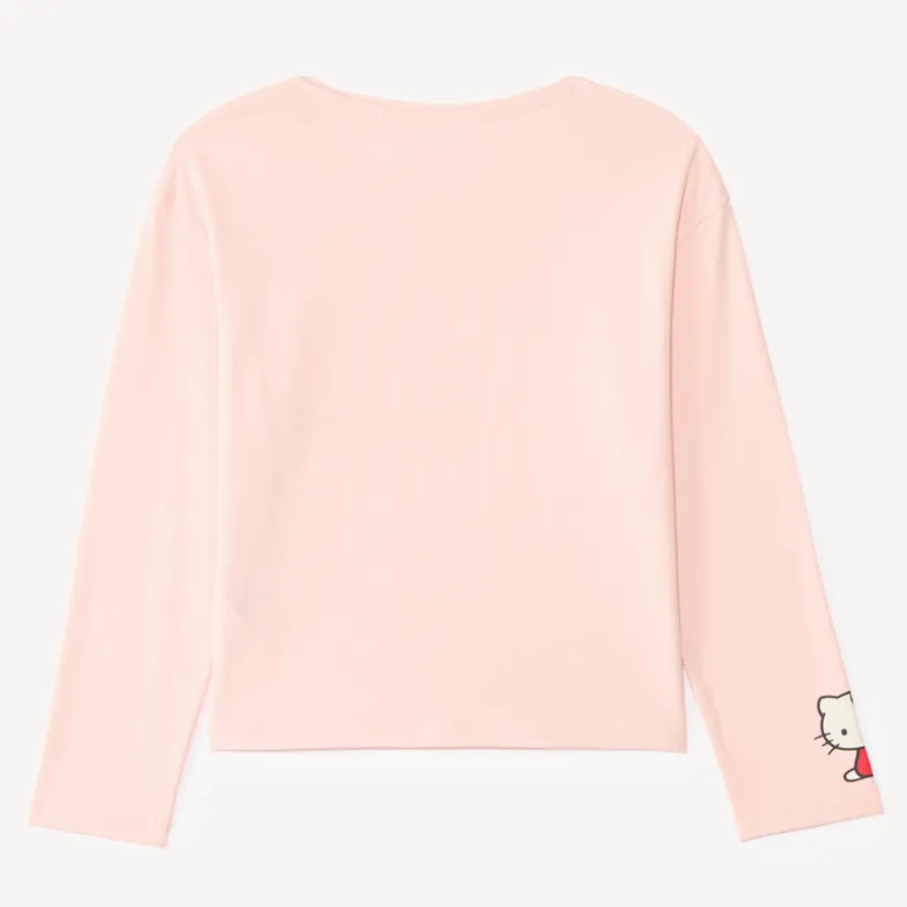T-shirt meisjes met lange mouwen, oversized, met print van Hello Kitty en haar vrienden