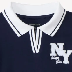 T-shirt meisjes met lange mouwen in polo stijl, met "NY" patch.