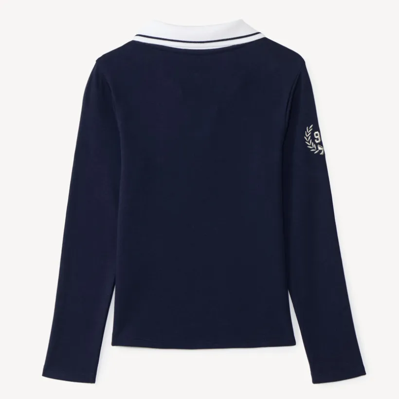 T-shirt meisjes met lange mouwen in polo stijl, met "NY" patch.