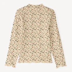 T-shirt met hoge hals voor meisjes met luipaardmotiv