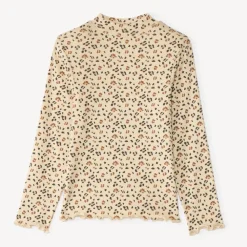T-shirt met hoge hals voor meisjes met luipaardmotiv