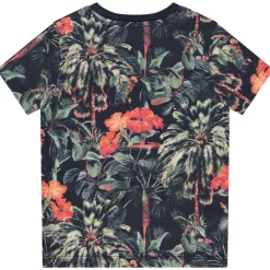 T-shirt met korte mouwen bedrukt met tropisch bos voor jongens