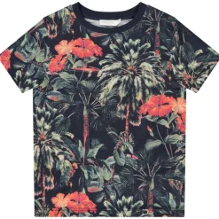 T-shirt met korte mouwen bedrukt met tropisch bos voor jongens