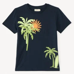 T-shirt met korte mouwen, borduurwerk en palmiers print jongens