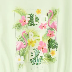 T-shirt met korte mouwen, boxy fit, korte lengte met fantasiedruk meisjes.