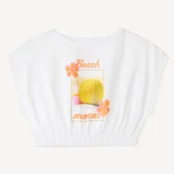 T-shirt met korte mouwen, boxy fit, korte lengte met fantasiedruk meisjes.