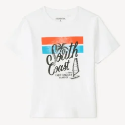 T-shirt met korte mouwen, eenkleurig met fantasieprint jongens