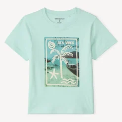 T-shirt met korte mouwen, eenkleurig met fantasieprint jongens
