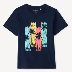 T-shirt met korte mouwen, eenkleurig met fantasieprint jongens