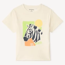 T-shirt met korte mouwen, eenkleurig met fantasieprint jongens
