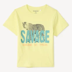 T-shirt met korte mouwen, eenkleurig met fantasieprint jongens