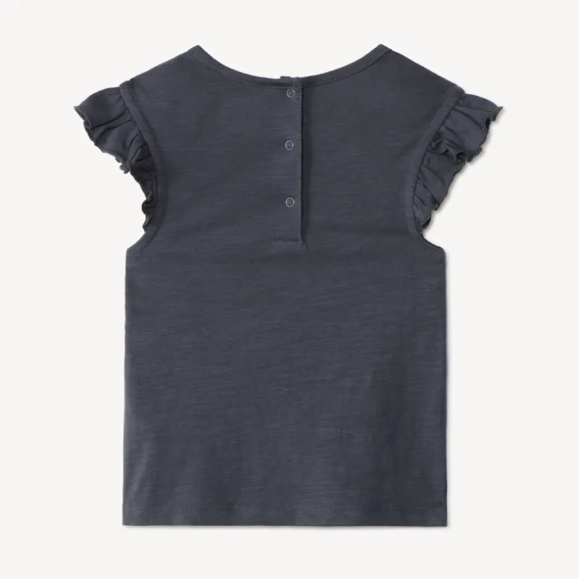 T-shirt met korte mouwen en contrasterend lusborduurwerk voor babymeisje